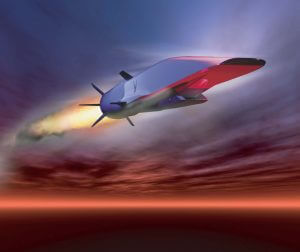 Image of the X-51A Waverider aircraft against a dramatic sunset 