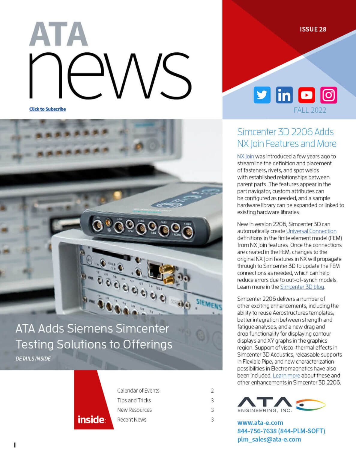 ATA Software Newsletter Fall 2022 - ATA Engineering