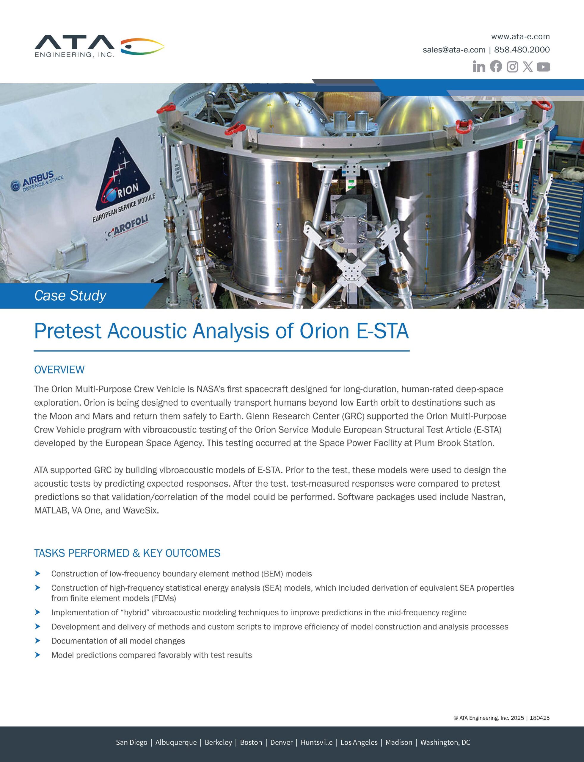 Pretest Acoustic Analysis of Orion E-STA